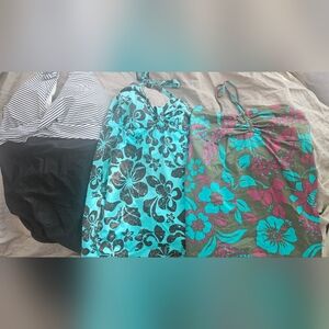 Motherhood Maternity Black and Blue Floral Swimwear